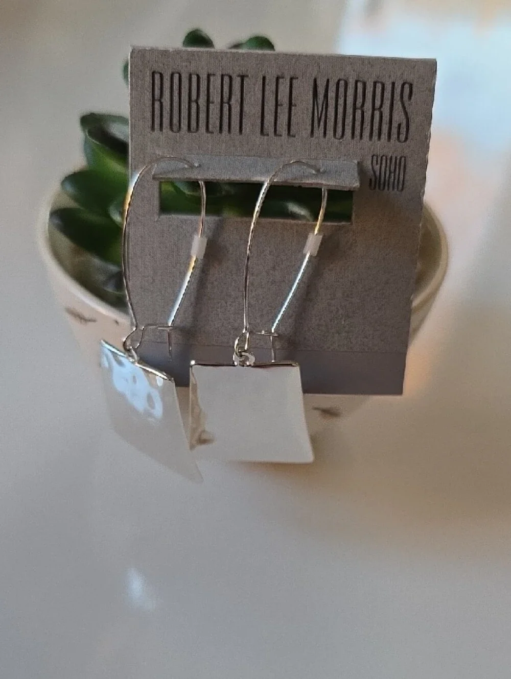 Robert Lee Morris Soho Silver-Tone Trapezoid Drop Earrings.‎